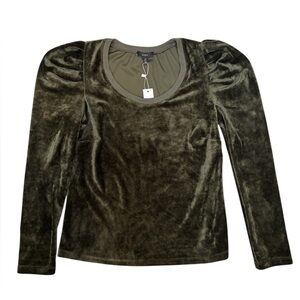 Drew Ruth Top Velour Velvet Olive Green Cottagecore Whimsigoth XS NEW